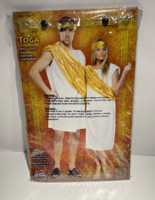 One Size Fits Most Toga with Drape and Gold Headband Adults