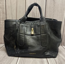 Via Repubblica Satchel Handbag Purse Black Genuine Leather Made In Italy