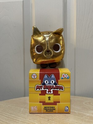 Pet Simulator X Mystery Treasure Plush Dog With DLC Code Cooper Metallic Gold!