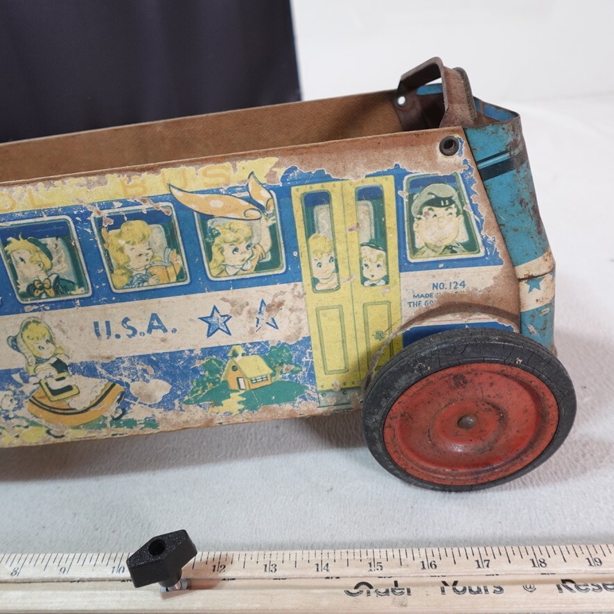 Vintage BELLTOWN USA School Bus Original Antique Gong Bell Sit