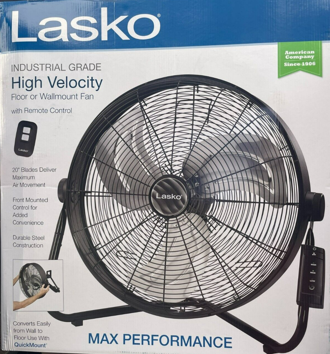Lasko Products H20685 20 in. High Velocity fan With Remote Control