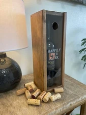 Wine Bottle Display Case or a Wine Cork Holder, Inscribed "Happily Ever After"