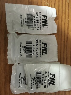 (3) 5/16-18 x 1D, (3) 1.5D, & (6) 2D UNC 18-8 S/S Free Running Wire Insert