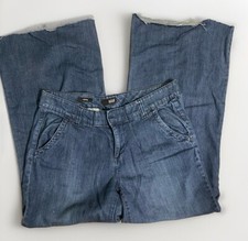 A.N.A. A New Approach Woman Dark Rinse 14W Wide Leg Jeans Raw Hem At 31  