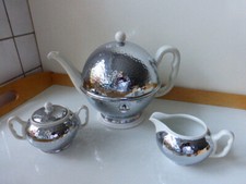 THERMISOL Tee Kugelkanne Fürstenberg Bauscher Art dèco Hammerschlag Milch Zucker