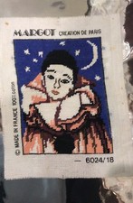 Quadretto già ricamato a mano tecnica mezzo punto - Pierrot - Margot