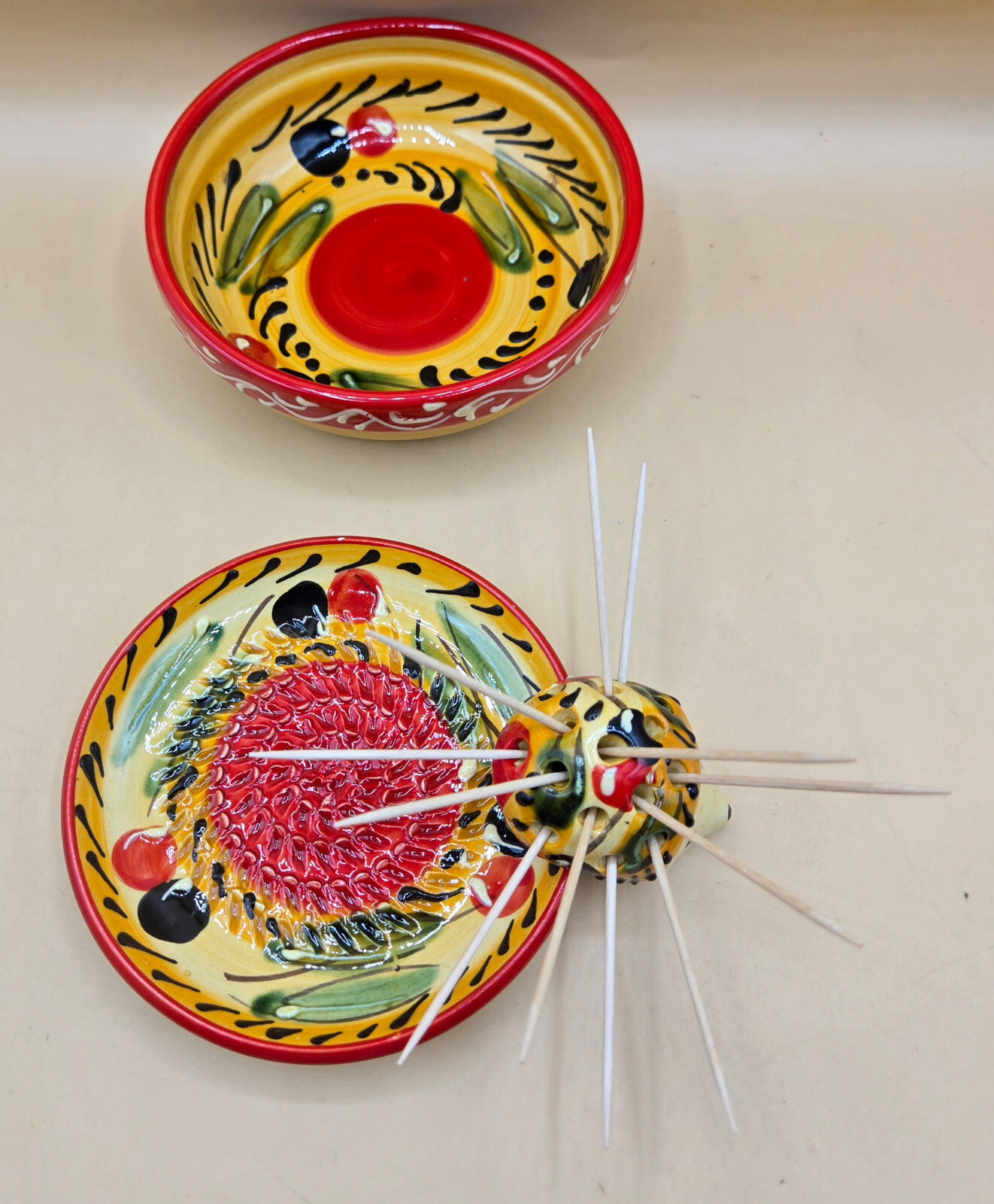 3pc Eleboraclon Artesanal Garlic Grater Zester Handmade & Painted Spain, EUC