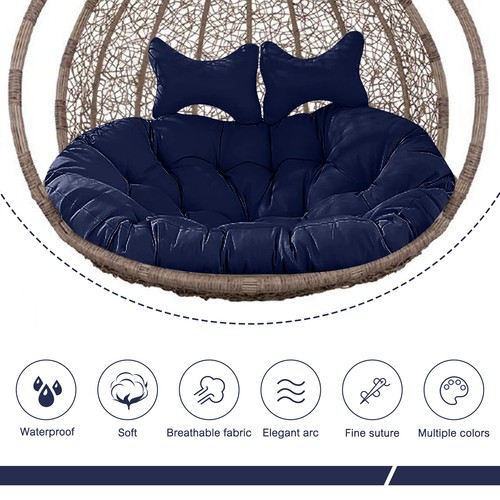 2 Persons Hammock Swing Chair Cushion w/Headrest Detachable Hanging Chair Pads - Picture 24 of 69