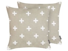 Dekokissen 2er Set Baumwolle beige taupe 45x45 cm Schweizerkreuz modern Velleia
