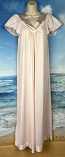 Vanity Fair  Size S  Pale Pink  V-Neck Applique Flutter Sleeve LONG NIGHTGOWN