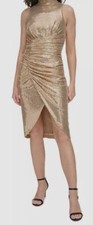 Vince Camuto Women's Beige Novelty High-Low Cocktail Dress Size 6