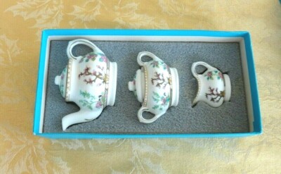 Vtg COALPORT Fine Bone China England Miniature Indian Tree Pattern Tea Set MIB