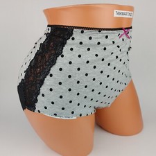 NWT LANE BRYANT CACIQUE 22/24 COTTON FULL BRIEF PANTY GRAY BLACK POLKA DOT PLUS