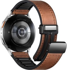 20mm Genuine Leather Strap Compatible with Samsung Galaxy Watch 7 40mm 44mm