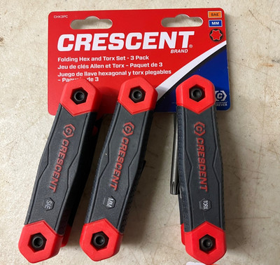 CRESCENT Folding Sae/Metric/Torx Dual Material Hex Key Set (3-Piece) USA SELLER