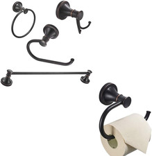 Elegant Oil Rubbed Bronze Toilet Paper Holder 4-Piece Bath Set