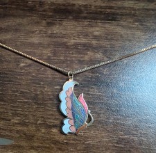 Ladies Unisex Gold Tone Cloisonné Style Colourful Pastel Butterfly Necklace