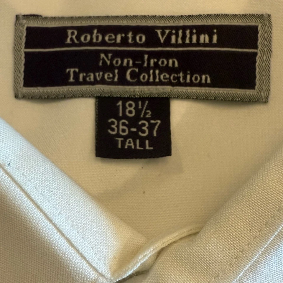Camisa blanca Roberto Villini de un solo hilo para hombre 18,5x36-37 alta sin hierro sedosa Foto 2 de 4