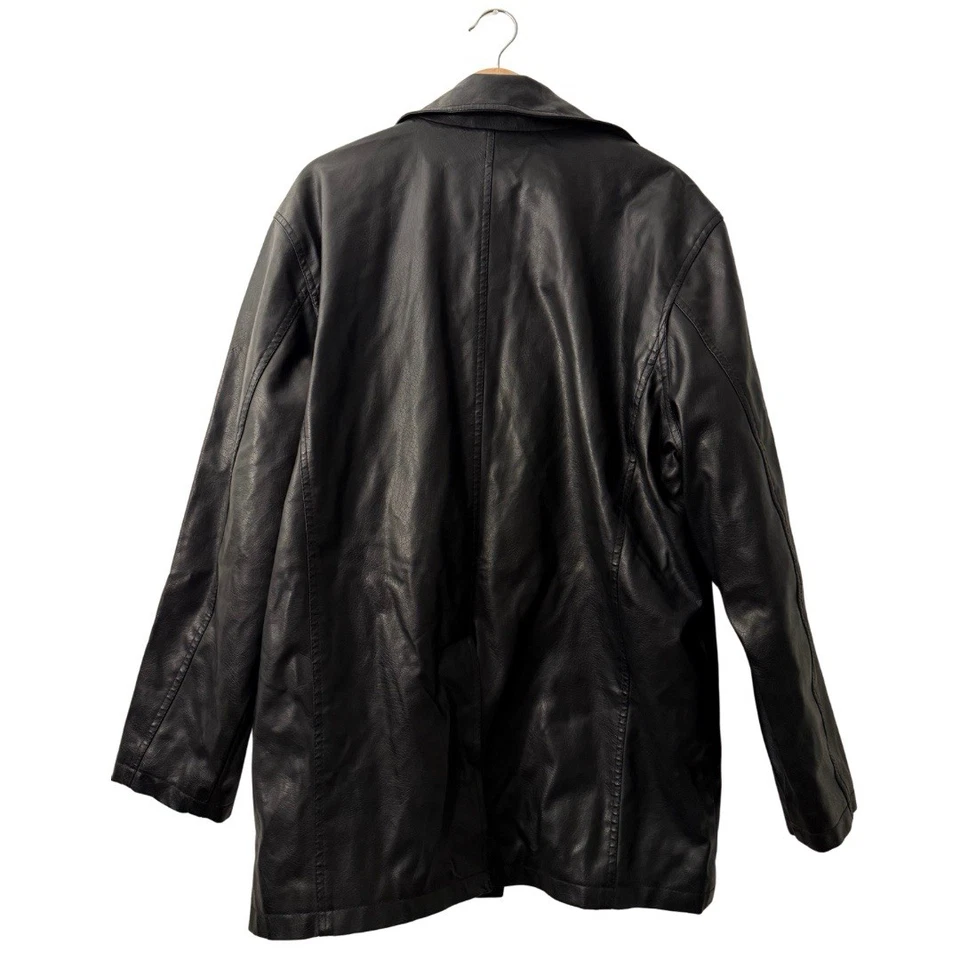 Vintage Brave Soul Men’s Black Leather Jacket, Size XL Fuzzy Lined Coat - Image 2 of 4