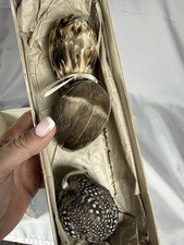 Set of 3 Bird Feather Egg Shaped Christmas Ornaments 3"