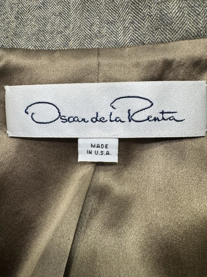 Chaqueta Blazer Oscar de la Renta Cachemira Neutro Marrón Topo Beige US8 Se Ajusta a S/M Foto 3 de 4