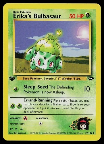 Pokemon Card - Erika's Bulbasaur Gym Challenge 39/132 Uncommon 1st Edition