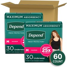 Depend Fresh Protection Womens Medium Incontinence Underwear Blush 60ct