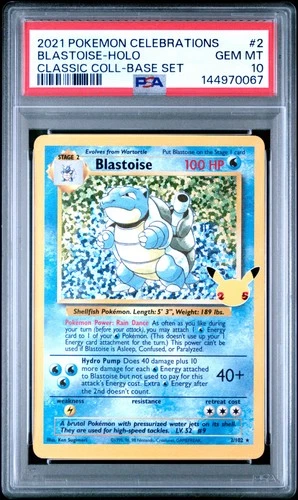 2021 POKEMON CELEBRATIONS CLASSIC COLL #2 BLASTOISE-HOLO PSA 10