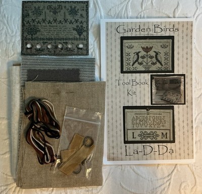 LA-D-DA  Garden Birds Tool-Box Complete Kit ~ Silk Threads, Linen, Needle  