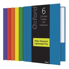 2 Pocket Plastic Folders with Fasteners Letter Size Assorted Colors 6 Pack 13189