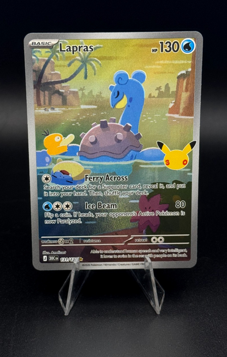 Lapras Illustration Rare 131/128 Me: 30th Celebration Holo