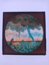 Antique Magic Lantern Slide Of Water Spouts In Colour.