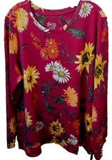 NWOT 💥 D & Co. 💥 Soft Cozy Long Sleeve Shirt Top Glorious Floral Print XL