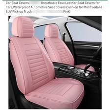 Pink Faux Leather Car Seat Covers Front Set Breathable Cushion SUV Truck