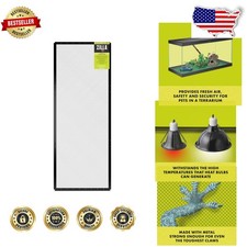 48-Inch Black Steel Reptile Screen Cover - High Temp Resistant, Airflow