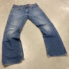 GAP Men's Bootcut Jeans 34x32 Medium Wash Denim Blue Faded 100% Cotton Marbling