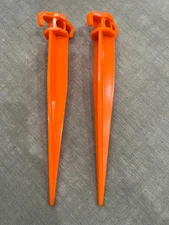 NEW Lot of Two (2) 11" Orange Ground Stakes / Garden Pegs / Tent Stakes