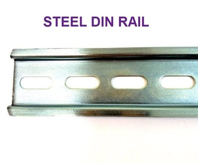 Pre-Cut DIN Rail Slotted STEEL, 35mm x 7.5mm [varied length] RoHS Plated