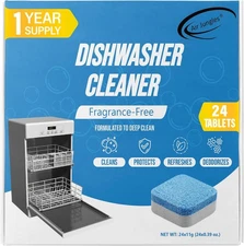 Dishwasher Cleaner Tablets 24 Count, Fragrance Free, Deep Cleaning Descaler Pods