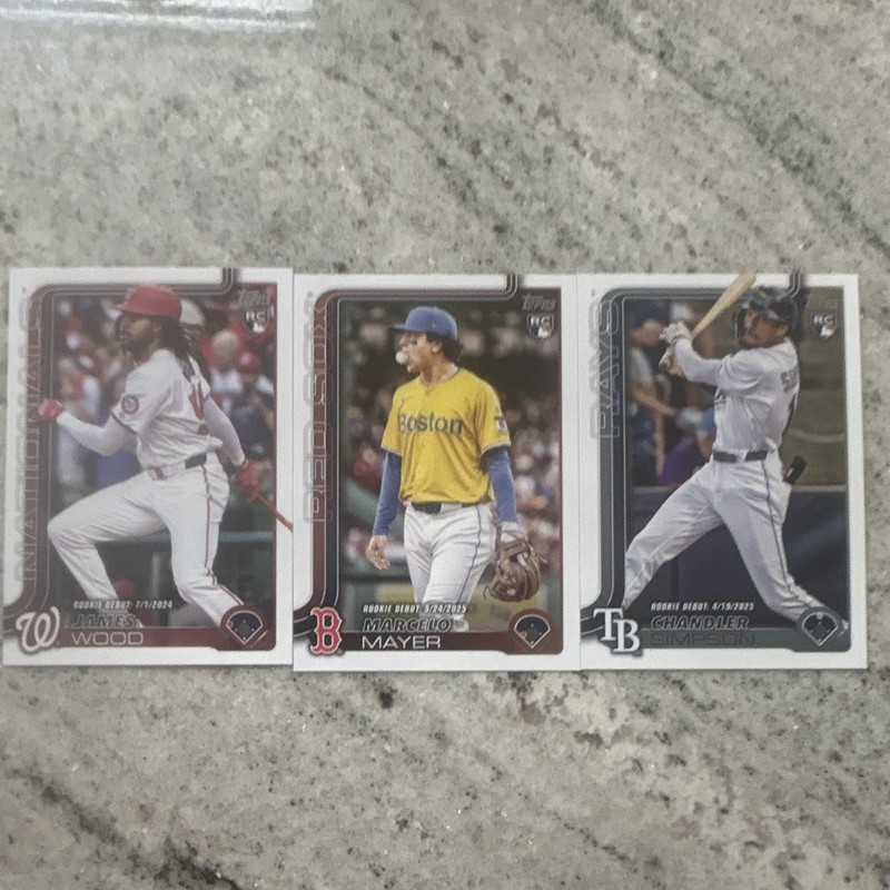 Topps 2025 Rookie Debut James Wood Marcelo Mayer Chandler Simpson 3 Card Lot