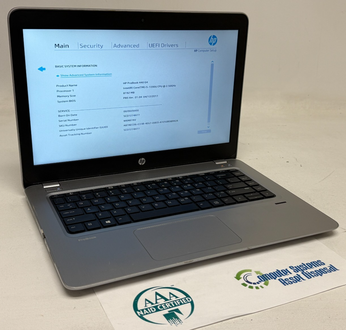 HP ProBook 440 G4 (i5-7200u 8GB RAM NO OS/HDD