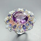 Unique ring 32 ct Natural Amethyst Ring 925 Sterling Silver Size 7 /R454075