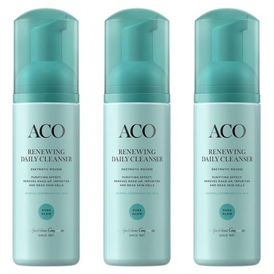 ACO Face Pure Glow Renewing Daily Cleanser 3er Pack (3x150 ml) - Swedish Cleanser