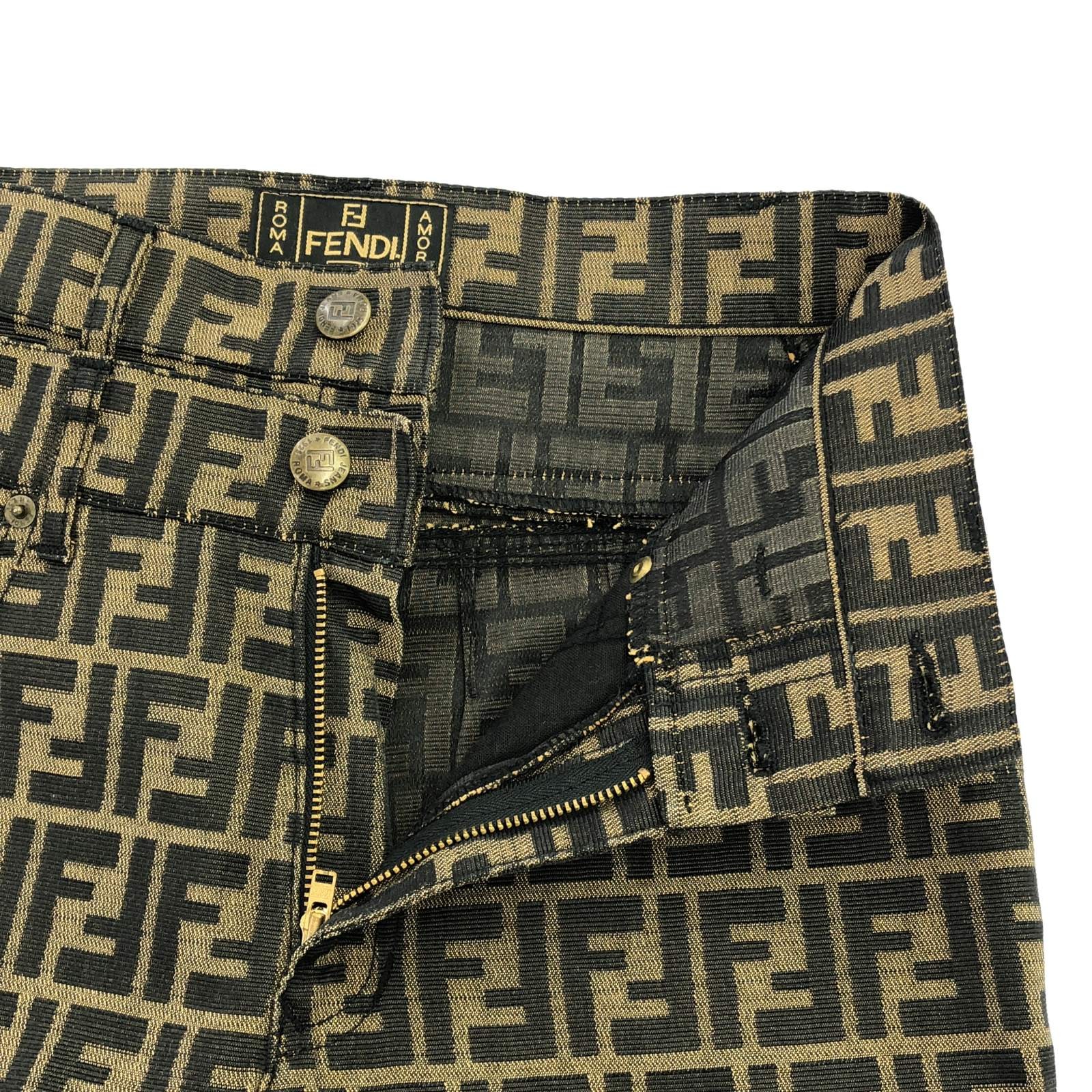 FENDI FF logo pattern Pants polyester Brown Used … - image 5