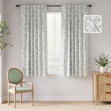 95 Blackout Floral Curtains 63 Inch Length, Printed Flower Sage Green Blacko...