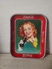 Vintage 1948 Coca Cola Metal Serving Tray Smiling Red Head Girl Having a Coke