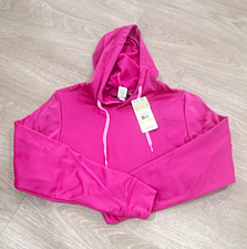 Under Armour UA Fit Womens Pink Pullover Hoodie M Pockets Fleece Polyester