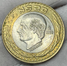 1993 Mexico 20 Nuevos Pesos Silver Coin Great Condition