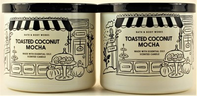 QTY 2 Bath & Body Works TOASTED COCONUT MOCHA Latte Coffee 3-Wick 14.5Oz Candle