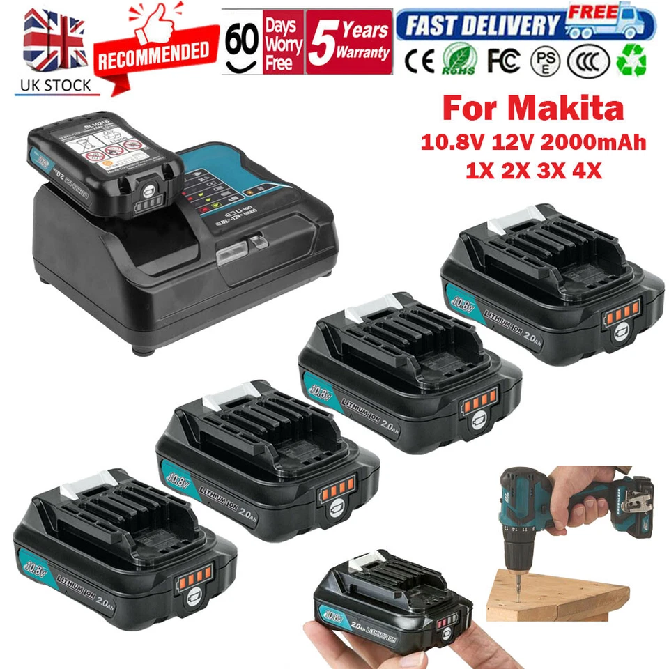 for Makita Battery CXT 10.8V-12V 2Ah BL1021B BL1041B 1015 Slide Lithium Charger